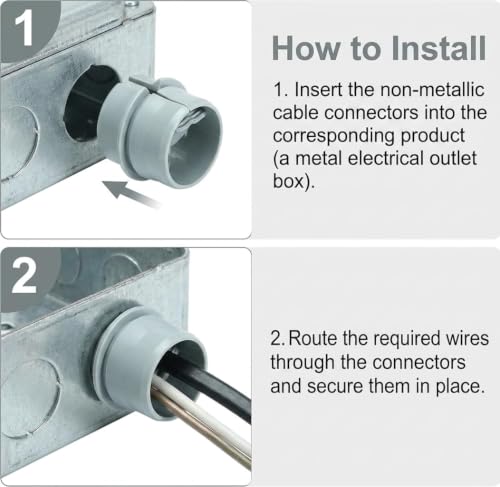 Navellon 200 Pack 1/2 Inch Non-Metallic Cable Connectors for NM & Romex Wiring