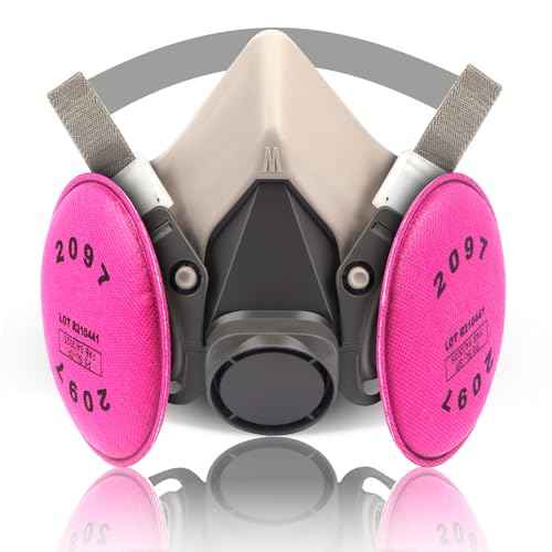 Half Face Cover Respirator Mask, Reusable Gas Masks with 2PCS 2097 Filter for Paint,Organic Vapor,Sanding, Polishing,Spraying,Welding Against Dust,Chemicals