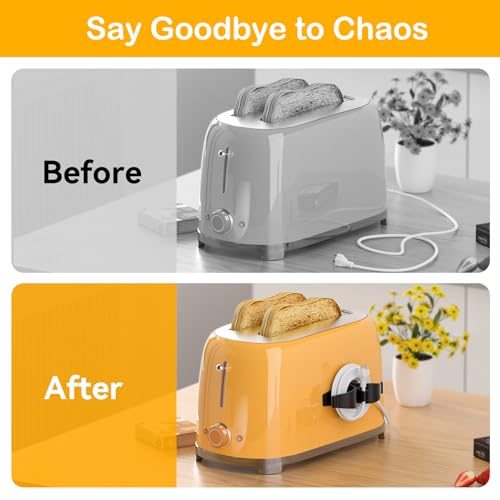 Cord Organizer for Kitchen Appliances 6Pcs Adhesive Cord Holder (2 Black, 2 White, 2 Grey) Daisyhome