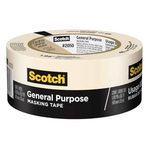 Scotch General Purpose Masking Tape, 1.88 in x 60.1 yd, Beige, Sticks for Up to 5 Days, Removes Easily Without Leaving Sticky Residue, Easy-to-Tear Masking Tape (2050-48MP)