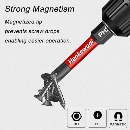 10 Piece 2 Inch PH2 Phillips Bits Set, CNC Machined from Premium S2 Steel for Impact Drivers & Power Drills,with Storage Box