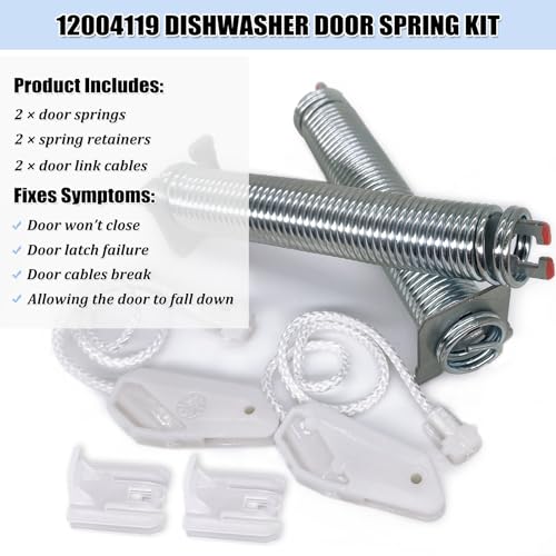 Dishwasher Door Spring & Cable Kit for 12004119 - Hinge Replacement