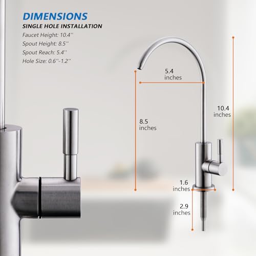 WEWE Brushed Nickel Drinking Water Faucet for RO System & Bar Sink