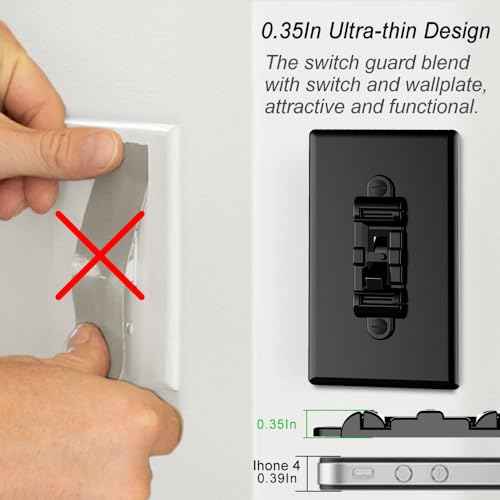 Light Switch Cover Guard,Toggle Lightswitch Coverplate Lock,Child Proof Switch Plate Cover Prevents Kids or Accidental Turned On/Off, (Gloss Black, 4 Pack)