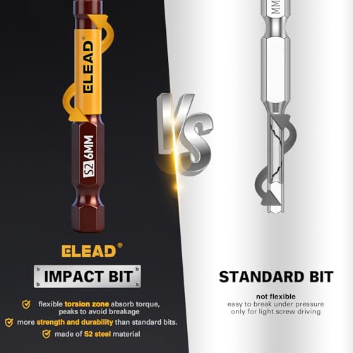 ELEAD 21-Piece Impact Hex Drill Bit Set - SAE & Metric, Durable Magnetic Allen Keys