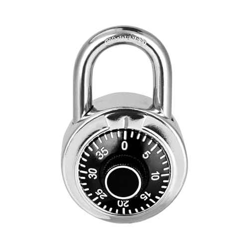 Combination Padlock 1 Pack, Fixed Dial Combination Padlock with Different Combinations, 2 in. Wide. Black Turntable, Lock for Gym & Locker, School, Toolbox, and More