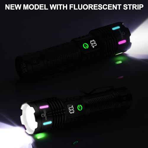 Esgreen Rechargeable Flashlights High Lumens 10000 Single 2 Modes, Super Bright LED Flashlight USB C Long Distance 3280ft, Powerful Long Lasting 10H Heavy Duty Strong Flash Light for Camping Hiking