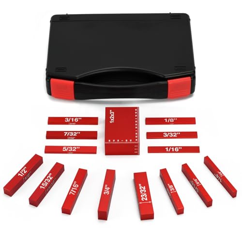 Ismosm 15-Piece Setup Blocks Height Gauge Set Red for Router Table & Table Saw
