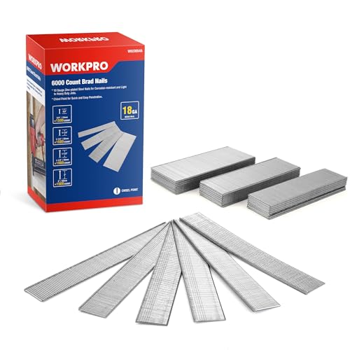 WORKPRO 18 Gauge Brad Nails Assortment 2'', 1-1/2'', 1-1/4'', 3/4'' Heavy Duty Fasteners