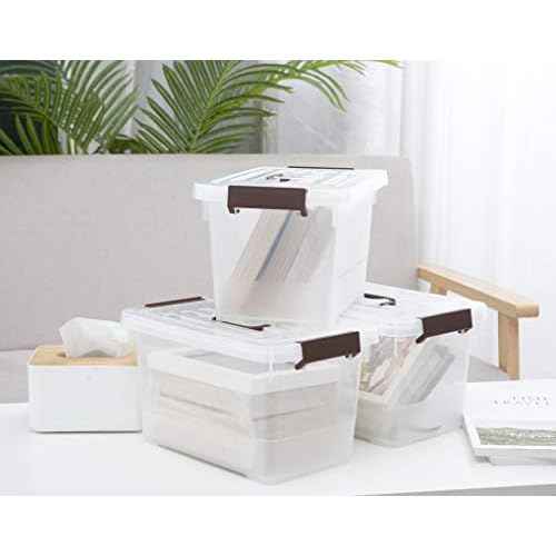 4 Pack-Plastic Storage Bins with Lids and Handle, Clear Plastic Latching Box for Storage, Stackable Storage Containers for Organizing, Multi-Purpose, 7 Quart