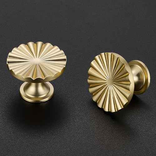 20 Pack Gold Cabinet Knobs Brushed Brass Dresser Knobs Zinc Alloy Dresser Hardware for Closet, Wardrobe and Cupboard Round Vintage Drawer Pulls