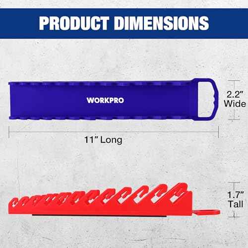 WORKPRO 2-Pack Magnetic Wrench Organizer, 12-Piece Gripper Wrench Holder for Stubby or Line Wrenches, Quality Wrench Rack Fits for SAE (1/4¡± to 15/16¡±) and Metric (6mm to 24mm), Flexible Teeth