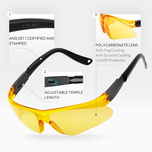 Shooting Glasses for Youth & Small Face Adults - Anti-Fog ANSI Z87.1 Certified Teens Range Shooting Eye Protection
