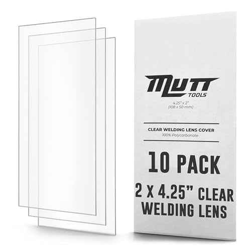 Mutt Tools 10 Pack Clear Welding Lens 2x4.25 - Premium 0.04" Thick Replacement Welding Helmet Lenses - Clear Lens for Welding Hood - Standard Size Welding Shield Lens