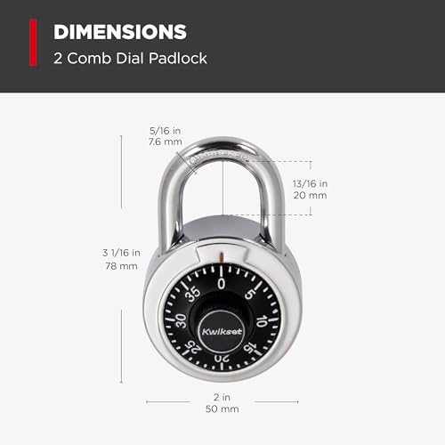 Kwikset Black 3-Digit Combination Dial Padlock - Steel Body, Locker Size
