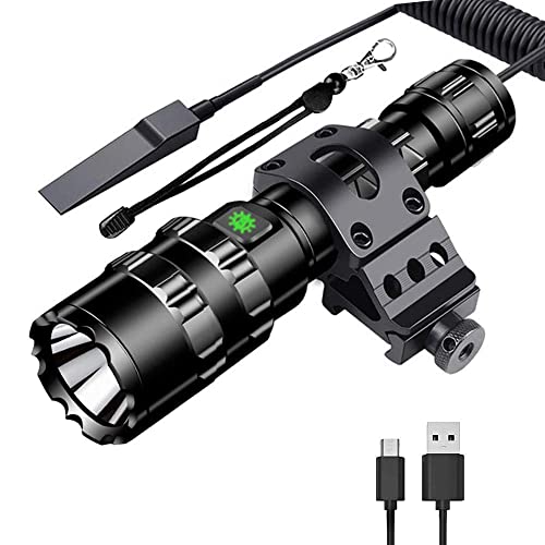 BESTSUN Tactical Flashlights Rechargeable 3000 High Lumen Super Bright LED Flashlight 5 Modes Weapon Light with Picatinny Offset Mount and Pressure Switch, USB Cable Included