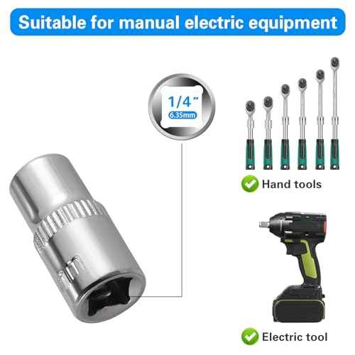 [13pcs] Durable 7mm Socket, 1/4 socket set,Shallow Socket 1/4 Inch Drive 7mm 6 Point, CORROSION RESISTANCE
