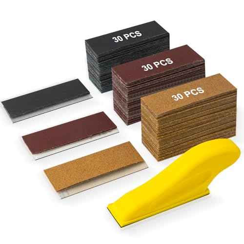 90PCS Premium Micro Detail Sander Kit, Updated 3-in-1 Mini Hand Sanding Block, 60-400 Grit Sandpaper for Wood Crafts, Tight Spaces, and DIY Polishing Projects