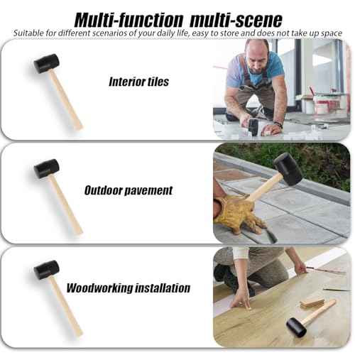 2 PCS Rubber Hammer with 2 Soft Rubber Head,8 Oz & 25mm Multi-function Double Head Mounting Hammer,Suitable For Crafts, Woodworking, Flooring, Camping and Other Industries