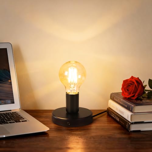 Vohyzufa 1 Pack Industrial Black Table Lamp Base with Switch - E26/E27 Plug