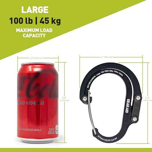 GEAR AID HEROCLIP (Large) Carabiner Gear Clip and Hook for Hanging Heavy Duty Items, Camping Backpacks, Suitcases, Kayaks, Bicycles and More