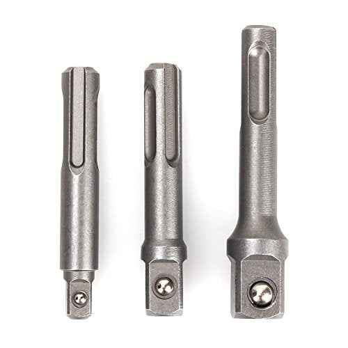 3 Pcs 1/4" 3/8" 1/2" Socket Driver Adapter Drill Bit Adapter Extra Long Adapter Impact Drill Bits for SDS Plus Hammer Drill