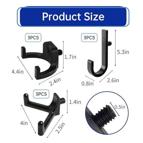 Achilleas 9 Pcs ABS Storage Shed Tool Hooks, Heavy Duty Shed Organization Accessories,Compatible with Suncast Sheds,Black J/U/V Hooks for Hoses, Organizing Ladders & Garden Tools in Outdoor Sheds