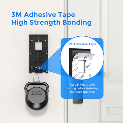 Baaletc No-Drill Ring Doorbell Mount - Adhesive Door Bracket Compatible with Video Doorbell 1/2/3/3 Plus/4/ (2020 Release) Wireless, Mounting Plate Holder Accessories for Houses & Apartments