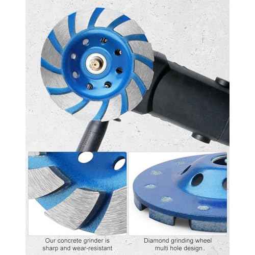 Diamond Concrete Grinding Wheel 4 1/2 inch, 12-Segment Concretes Grinding Wheel Disc for Angle Grinder Polishing and Cleaning Stone Concretes Surface, Stones, Cement, Marble