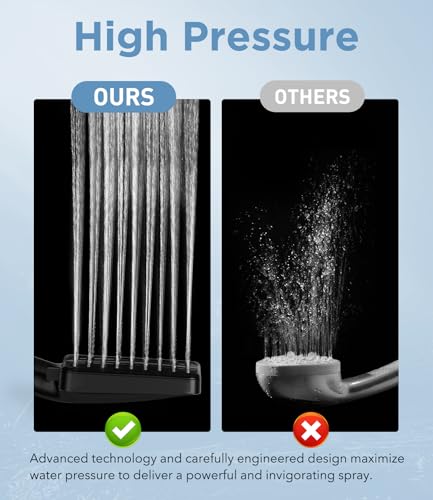 MakeFit Matte Black Filtered Shower Head with 6 Modes - High Pressure Handheld Shower