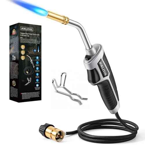 Propane Torch Kit, Mapp Gas Torch with Cylinder Clip, 5ft Hose and Trigger Start Adjustable Flame, Brazing Torch Kit for Soldering, DIY, Jewelry(Propane Cylinder Not Included)