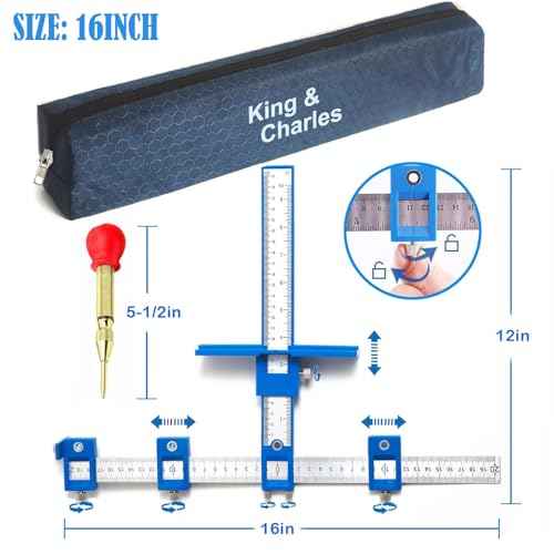 Cabinet Hardware Jig, King&Charles Cabinet Handle Jig with Automatic Center Punch, Avoid Jitter Caused by Direct Drilling. Use for Handles and Pulls on Drawers/Doors, Perfect Set.