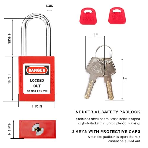 Gate Valve Lockout and Safety Padlock,Red Hose Bib Lock for 1 to 2-1/2 in Dia Outdoor Faucet Knob/Water Spigot/Propane Tank Valve Handles