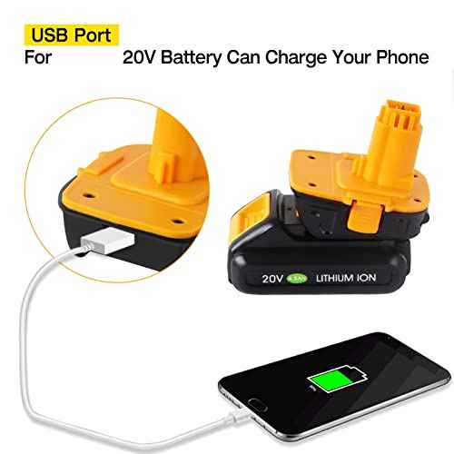 DSANKE DCA1820 Battery Adapter for Dewalt 20V to 18V Adapter, Convert 20V Battery DCB200 DCB201 DCB609 for Dewalt 18V Battery DC9096 DC9098 DW9096 DW9099 with USB Port