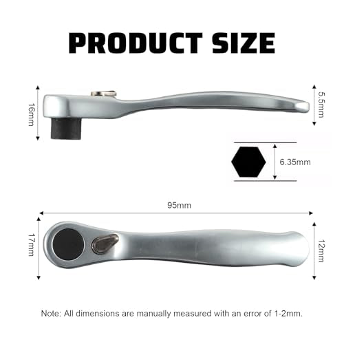 2Pcs 1/4 Mini Bit Ratchet, Micro Ratchet 72-Tooth Ratcheting Bit Driver Repair Tools Wrench Screwdrive for Tight Spaces (Sliver)