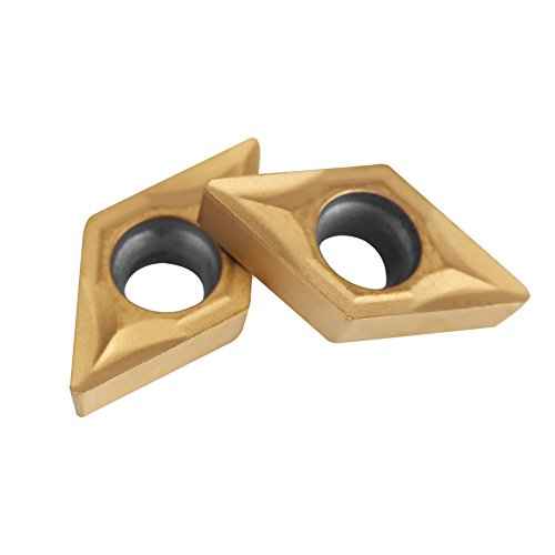 Metal Lathe Carbide Inserts, DCMT070204, Cnc Inserts, Tungsten Carbide Lathe Tips, Stainless Steel Lathe Tools Inserts with Box for Metal Cutting Lathe Tool,10pcs