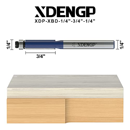 Flush Trim Router Bits 1/4 Inch Shank, 1/4 Inch Cutting Diameter, 3/4 Inch Cutting Height, Bottom Bearing Flush Straight Cut Trim Router Bit for Woodworking