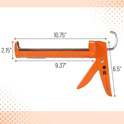 Bates Caulking Gun 10:1 Thrust Ratio – No Drip Sealant Gun, 1 Pack, Orange