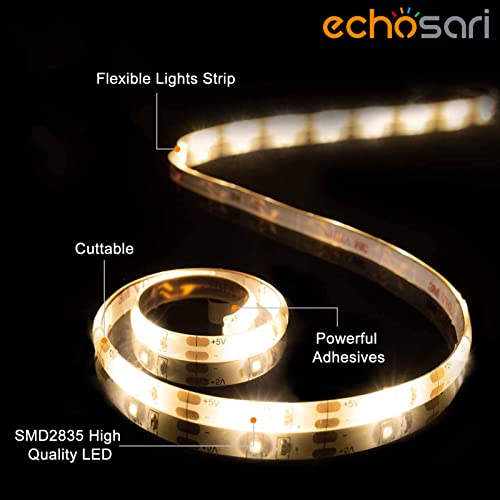 echosari Warm White 9.8Ft Battery LED Strip Lights with Remote, Dimmable, Waterproof