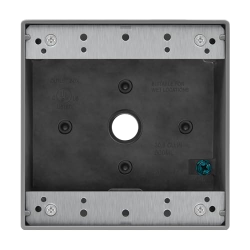 ENERLITES Weatherproof Outdoor Electrical Outlet Box 3 Holes 0.50" - 2-Gang, Grey
