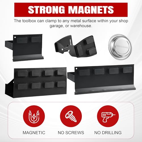 5Pcs Magnetic Toolbox Shelf, Tray & Holder Set – TOOLEAGUE, 6"/12" Trays + 4" Bowl + Paper Towel Holders (Variant: 5pcs)