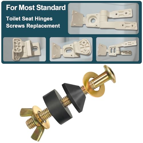 Golden Toilet Seat Screws Replacement Kit - Universal Stainless Steel Bolts & Nuts