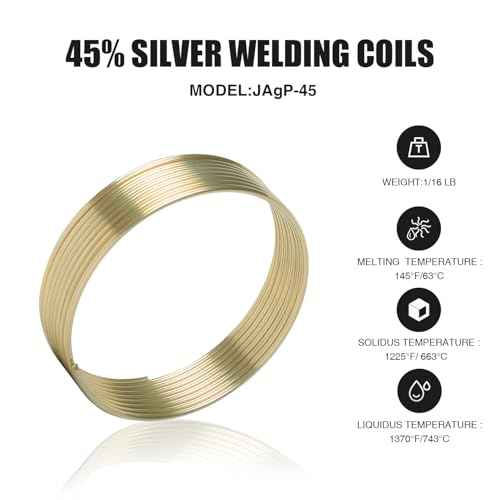 BLUEFIRE JAGP-45 Safety 45% Ag 1/16 Silver Low Temperature Solder Brazing Alloy Coil Easy Welding Rods Simple Soldering Coil for Brass Steel and Copper Brazing£¨No Flux£©