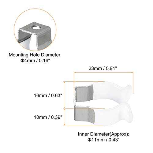 MECCANIXITY T5 U Clips Holder Bracket for LED Light Bulb Mounting Bracket Support Stainless Steel Fluorescent Tube Holder Screw Pipe Clamps Spring Holder Tool Clips, White Pack of 10