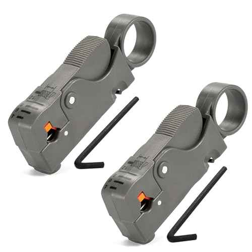 Rotary Coaxial Cable Stripper Cutter Tool, Cable Stripper Coaxial Wire Coax Stripping Tool RG6 RG62 RG58 RG59 Universal (Pack of 2)