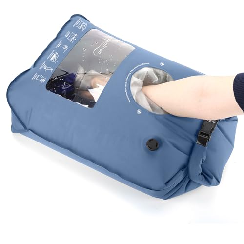 Portable Travel Washing Bag Hand Washable Laundry Solution Lake Blue