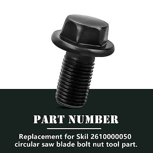 2610000050 Blade Nut Bolt, Circular Saw Replacement for Skil Blade Bolt HD77, HD77-72, HD77M, SHD77, Bosch 1677M, 1677MDT, 1677C-100 Reverse Threaded -Black