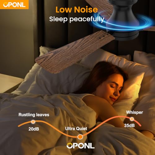 OPONL 42 Inch Black Modern Ceiling Fan with Light & Remote Control