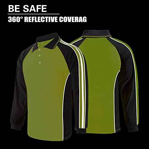 Safety Shirt High Visibility Short Long Sleeve Reflective Polo Shirts, Work T Shirts for Men Construction