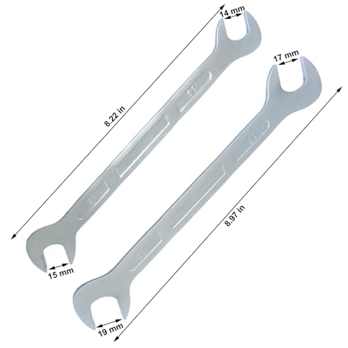 Thin Wrench, 2PCS 45¡Æ Angle Head Double Open-End Wrenches Set Metric 14mm 15mm 17mm 19mm for Repair (Thickness:4mm)